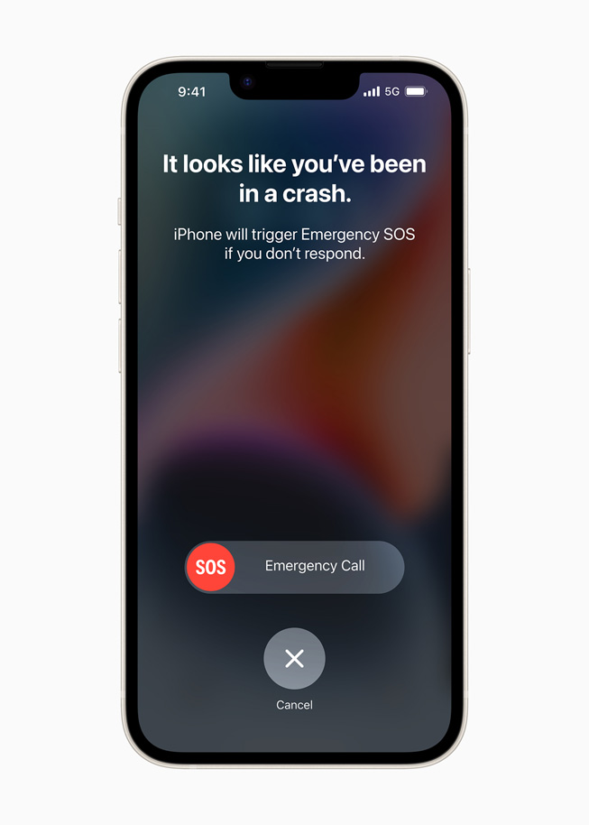 iPhone ekranında gösterilen “Görünüşe göre trafik kazası geçirdiniz” mesajı, kullanıcıya, yanıt vermemesi durumunda aygıtın acil SOS araması başlatacağını bildiriyor.