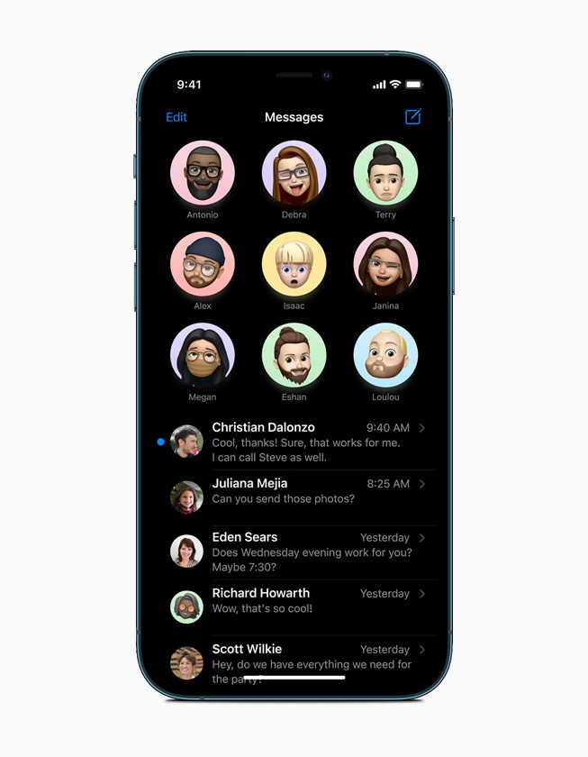 iPhone 12 Pro’da Mesajlar görüntüleniyor. 