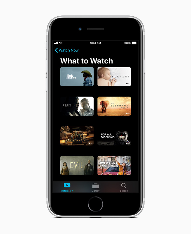 iPhone SE’de Apple TV+ arşivi.