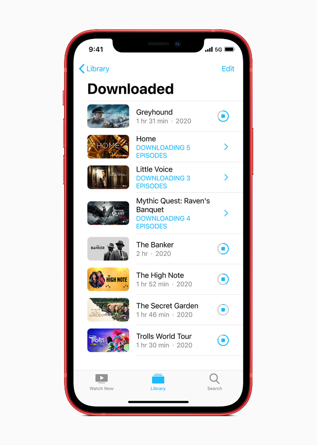iPhone 12’de Apple TV+ İndirme arşivi.