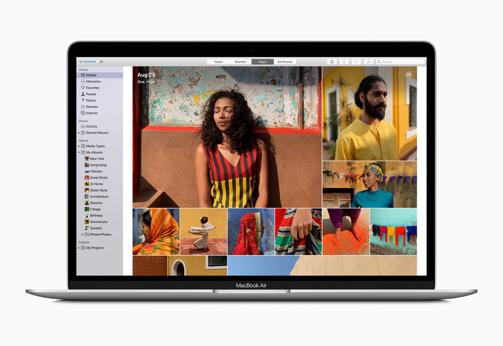 Yeni MacBook Air’deki Fotoğraf arşivi.