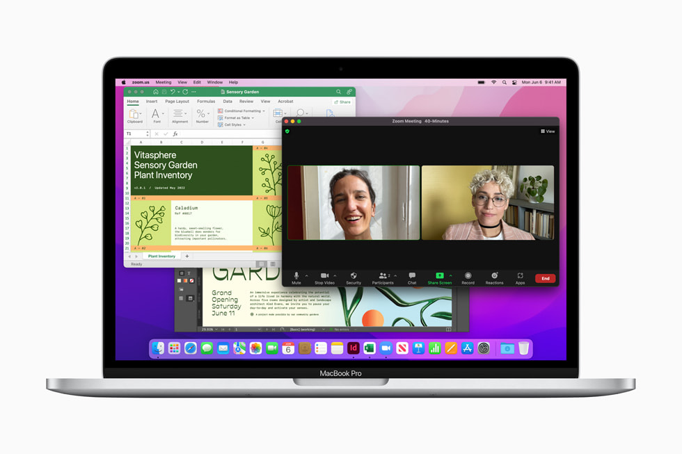 macOS Monterey를 보여주는 새로운 MacBook Pro 13.