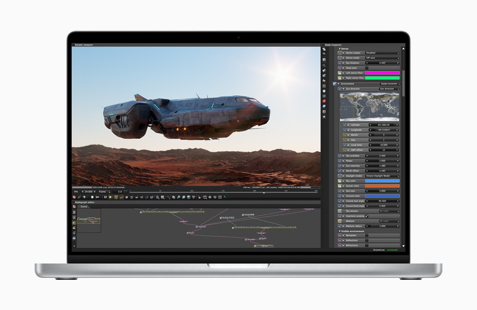MacBook Pro ekranında bir grafik sanatçısının iş akışı gösteriliyor.