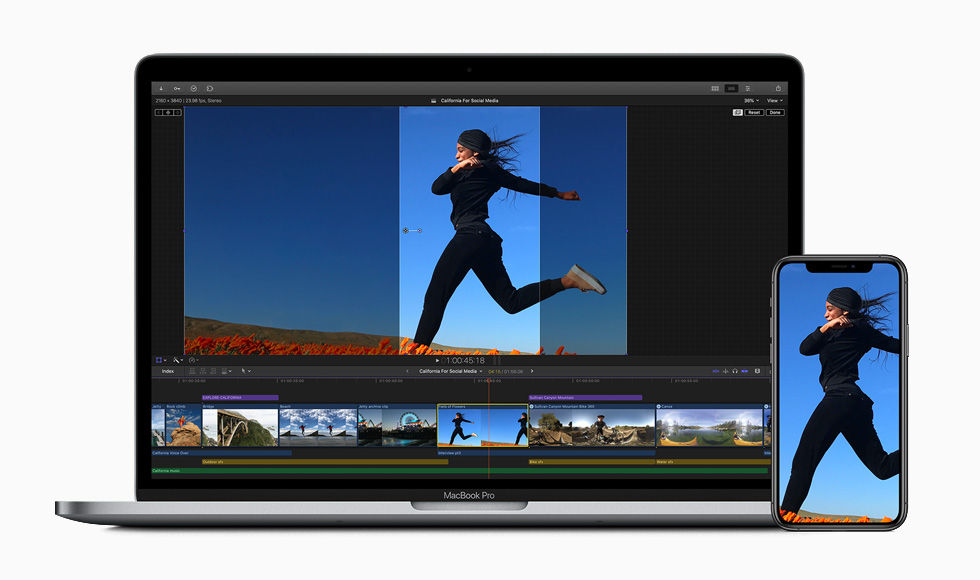 Final Cut Pro’da sosyal medya kırpma aracı.