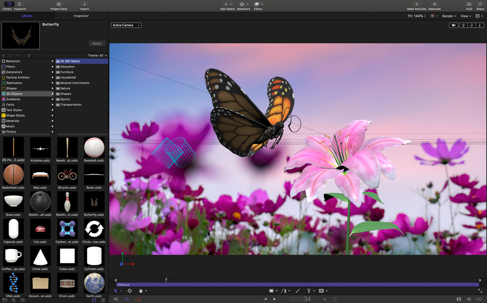Final Cut Pro’da Motion 3D İçerik Arşivi. 