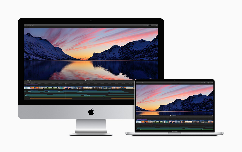 iMac ve 16 inç MacBook Pro’da bir proxy iş akışı görülüyor.