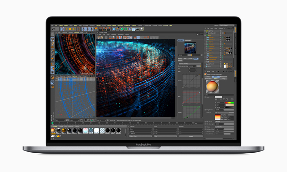 3D render almayı gösteren MacBook Pro.