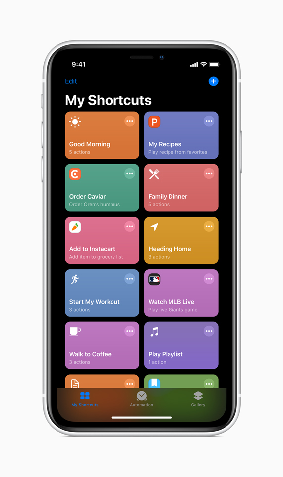 iPhone’da gösterilen iOS 13’teki Kestirmelerim ekranı.