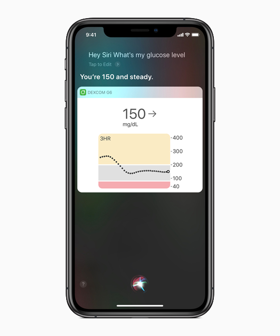 iPhone’da gösterilen kan glikoz seviyesi ölçümü.