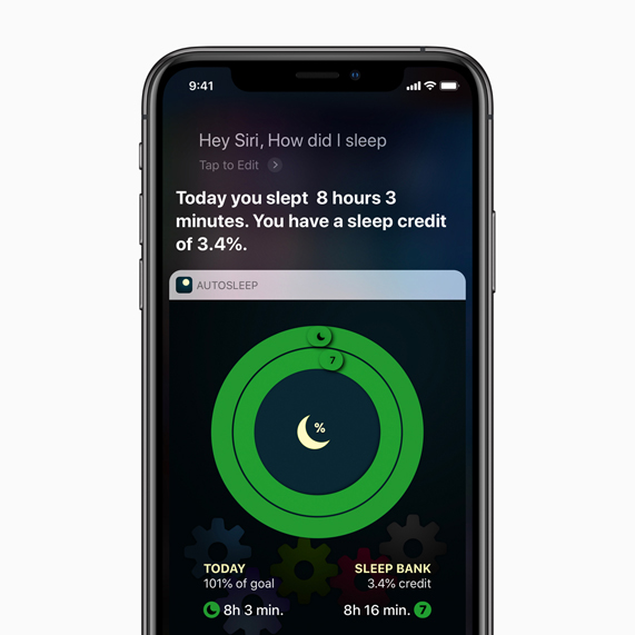 iPhone’da gösterilen Siri Kestirmesi AutoSleep ekranı.