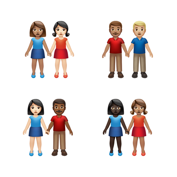 Dört adet el ele emojisi.
