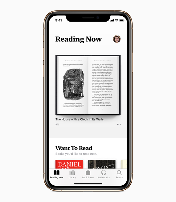 Apple Books’taki yeni Şu Anda Okunan sekmesi.