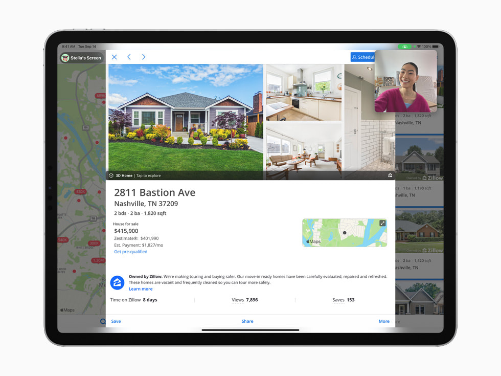 iPad Pro’da SharePlay ile ekran paylaşma.