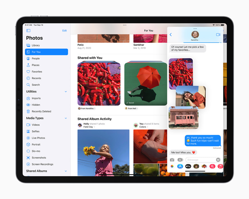 iPad Pro’da yeni Fotoğraf uygulaması deneyimi görüntüleniyor.