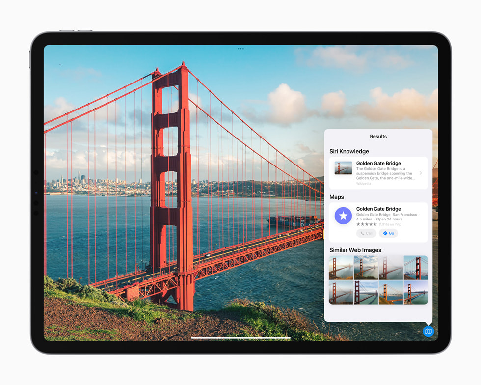 iPad Pro’da Spotlight’ta yeni görsel araştırma deneyimi görüntüleniyor.