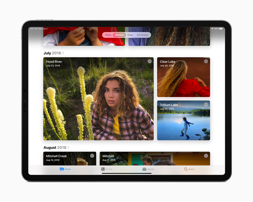 iPadOS’taki düzenlenmiş Fotoğraf galerisi görünümü.