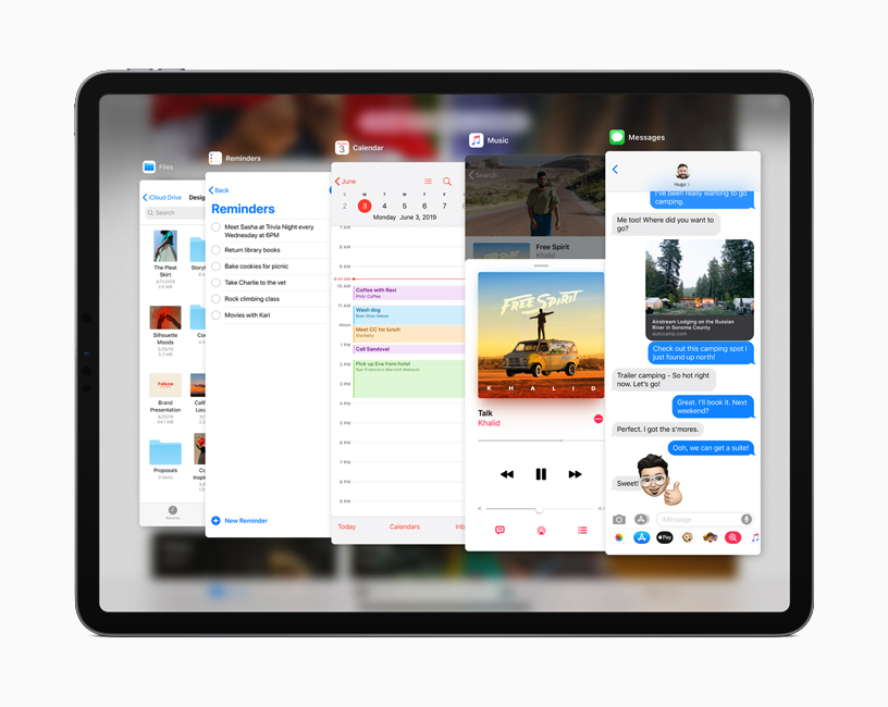 iPad’deki iPadOS’ta yer alan Slide Over ekranı.