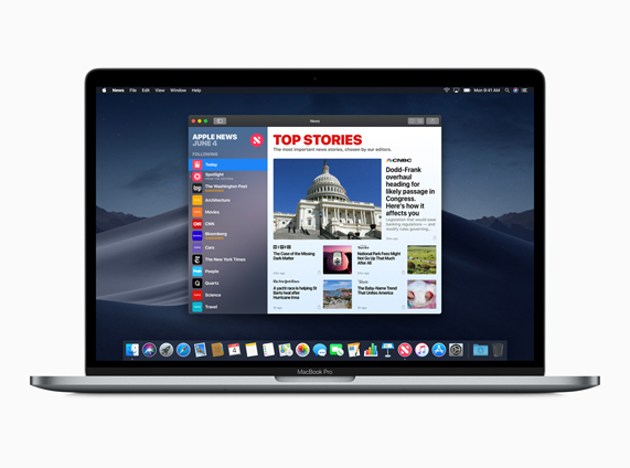 Yeni Apple News masaüstü araç takımının görüntüsü