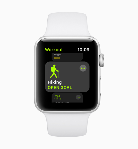 Beyaz Apple Watch’ta görüntülenen yeni Yoga antrenman ekranı