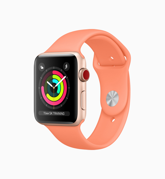 Yeni şeftali kordonlu Apple Watch