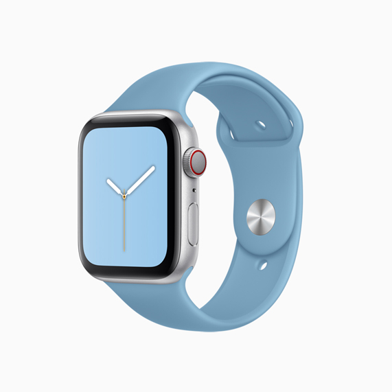Mavi kantaron renginde Apple Watch spor kordonu.