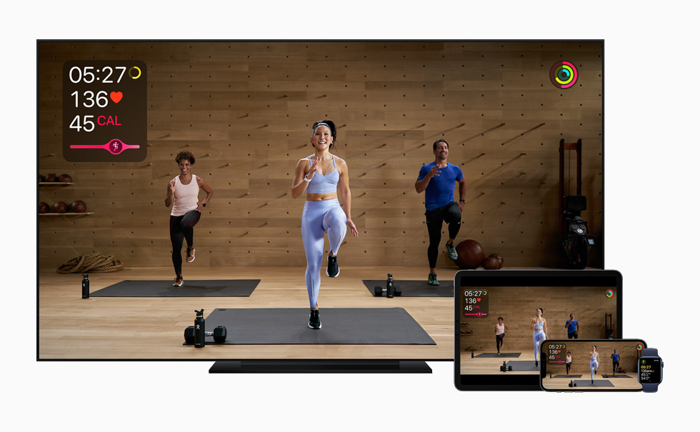 iPhone, iPad, Apple Watch ve TV uygulamasında Apple Fitness+. 