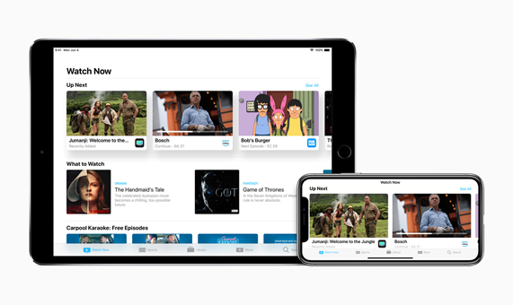 iPad ve iPhone X’da Watch Now uygulamasının resmi