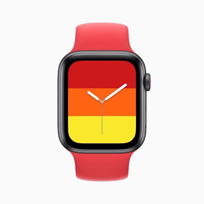 Apple Watch SE ekranında Stripes kadranı.
