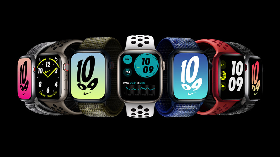 새로운 Apple Watch Nike 밴드 및 시계 페이스.