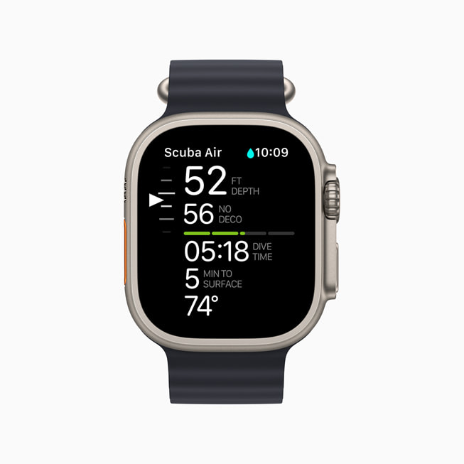 Apple Watch Ultra Oceanic+ uygulamasını gösteriyor.
