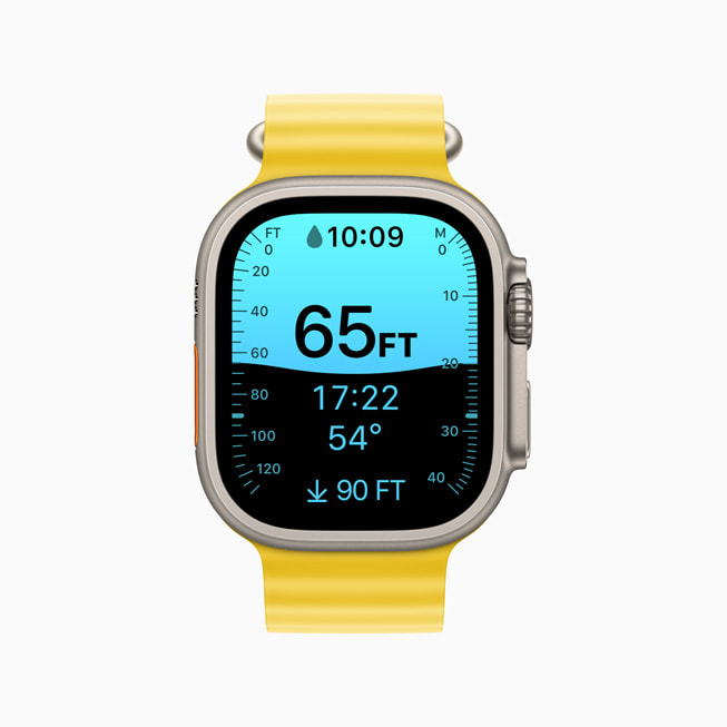 Apple Watch Ultra Derinlik uygulamasını gösteriyor.