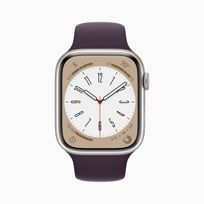 Apple Watch Series 8’de Metropolitan kadranı gösteriliyor.