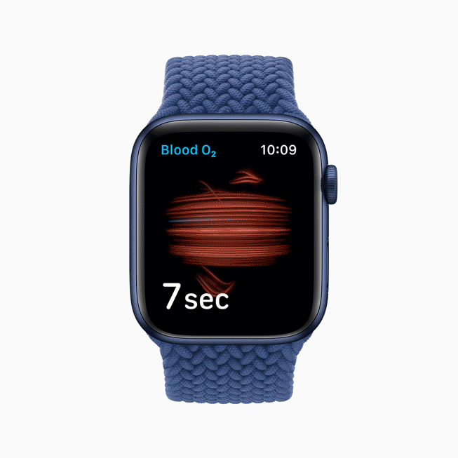 Apple Watch Series 6’daki yeni Kanda Oksijen uygulamasını gösteren bir GIF.