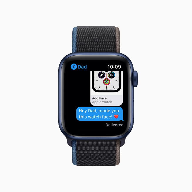 Apple Watch’ta Mesajlar uygulamasında saat kadranı paylaşma.