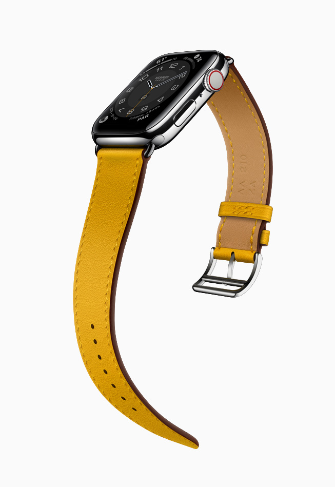 Sarı kayışlı Apple Watch Hermès.