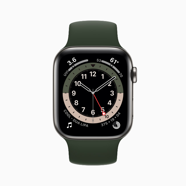 Apple Watch Series 6’da GMT kadranı.