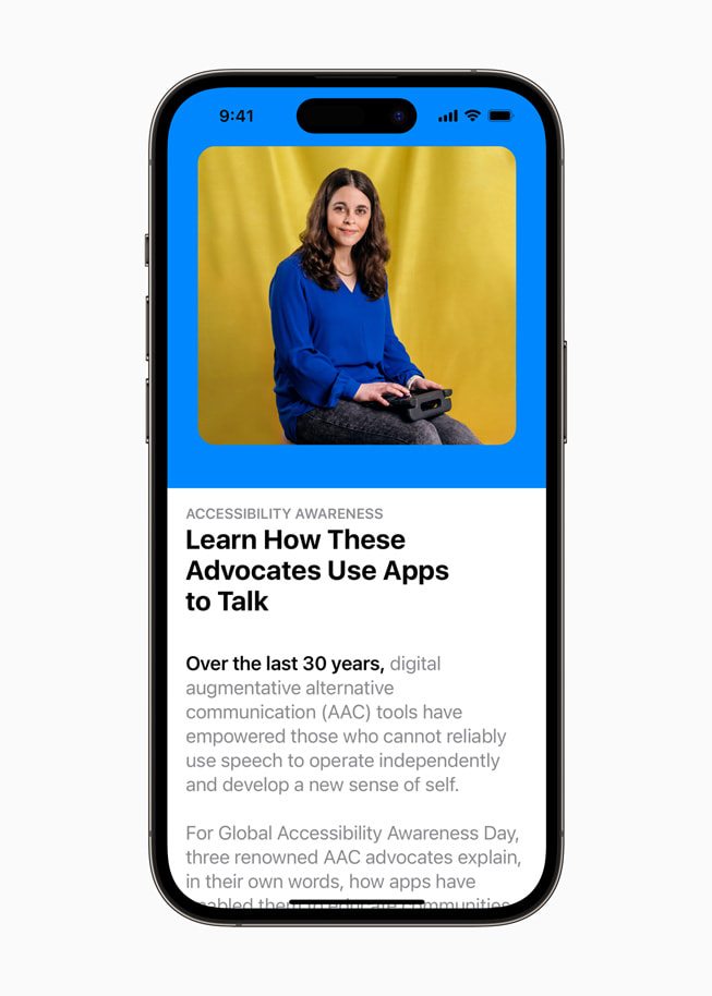 iPhone 14 Pro’da App Store Erişilebilirlik Farkındalığı başlığı.