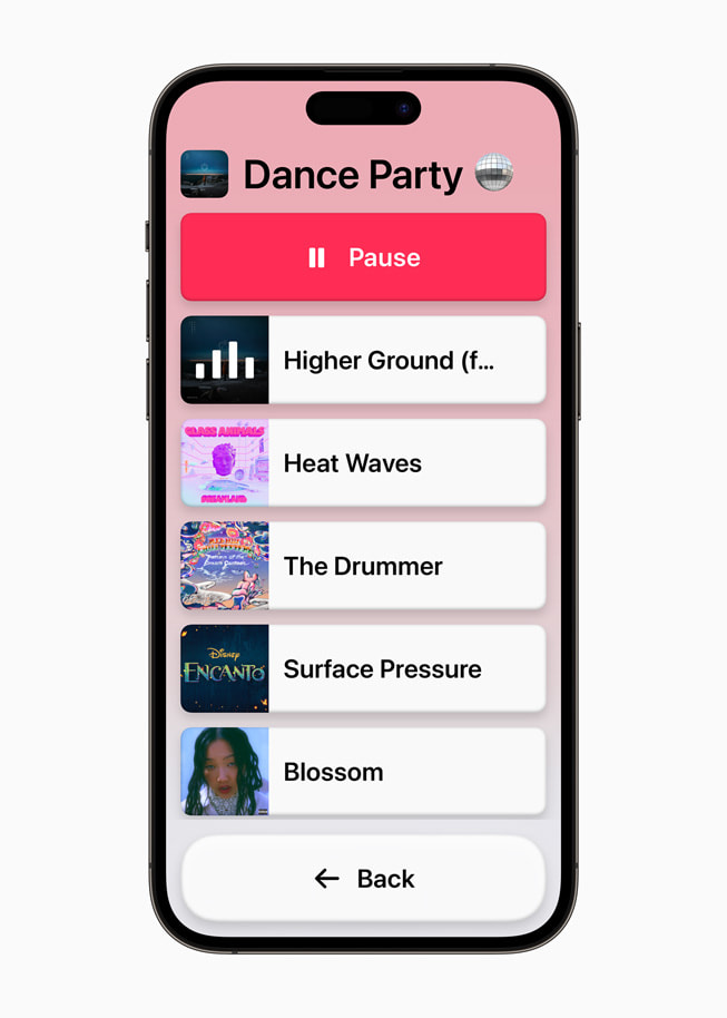 iPhone 14 Pro Max’te sadeleştirilmiş Apple Music uygulaması.