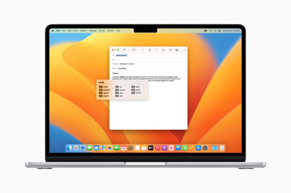 Sesle Denetim’in fonetik önerileri MacBook Air’de gösteriliyor.