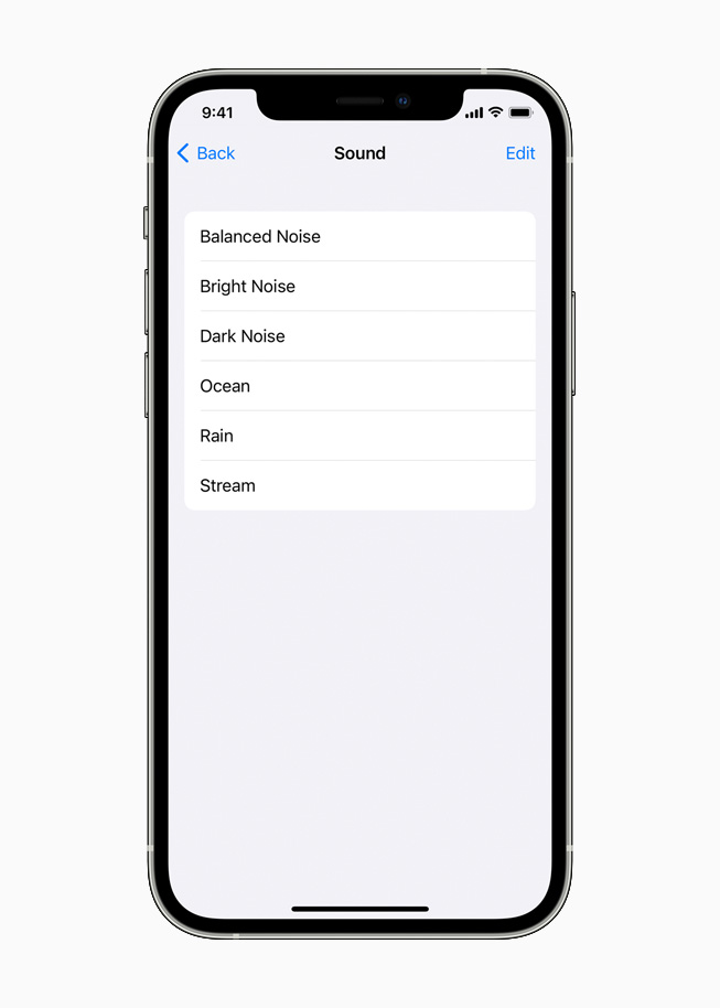 iPhone 12 Pro’da çeşitli arka plan ses seçenekleri gösteriliyor.