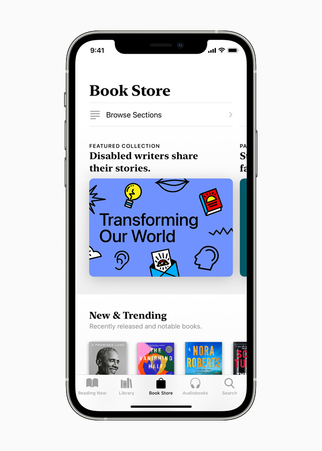 iPhone 12 Pro’da, Apple Books’ta öne çıkan bir koleksiyon gösteriliyor.