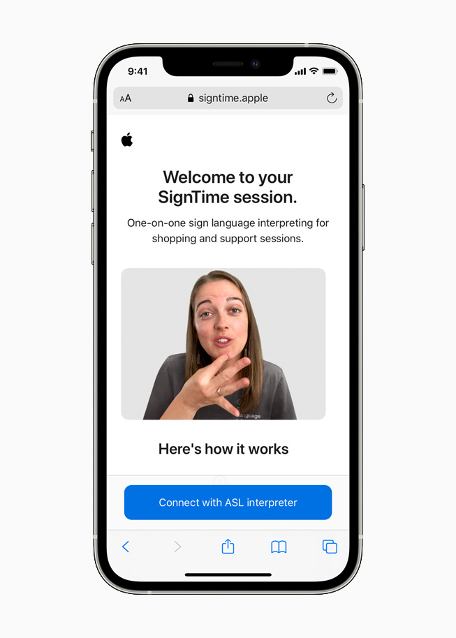 iPhone 12 Pro’da yeni SignTime servisi gösteriliyor.
