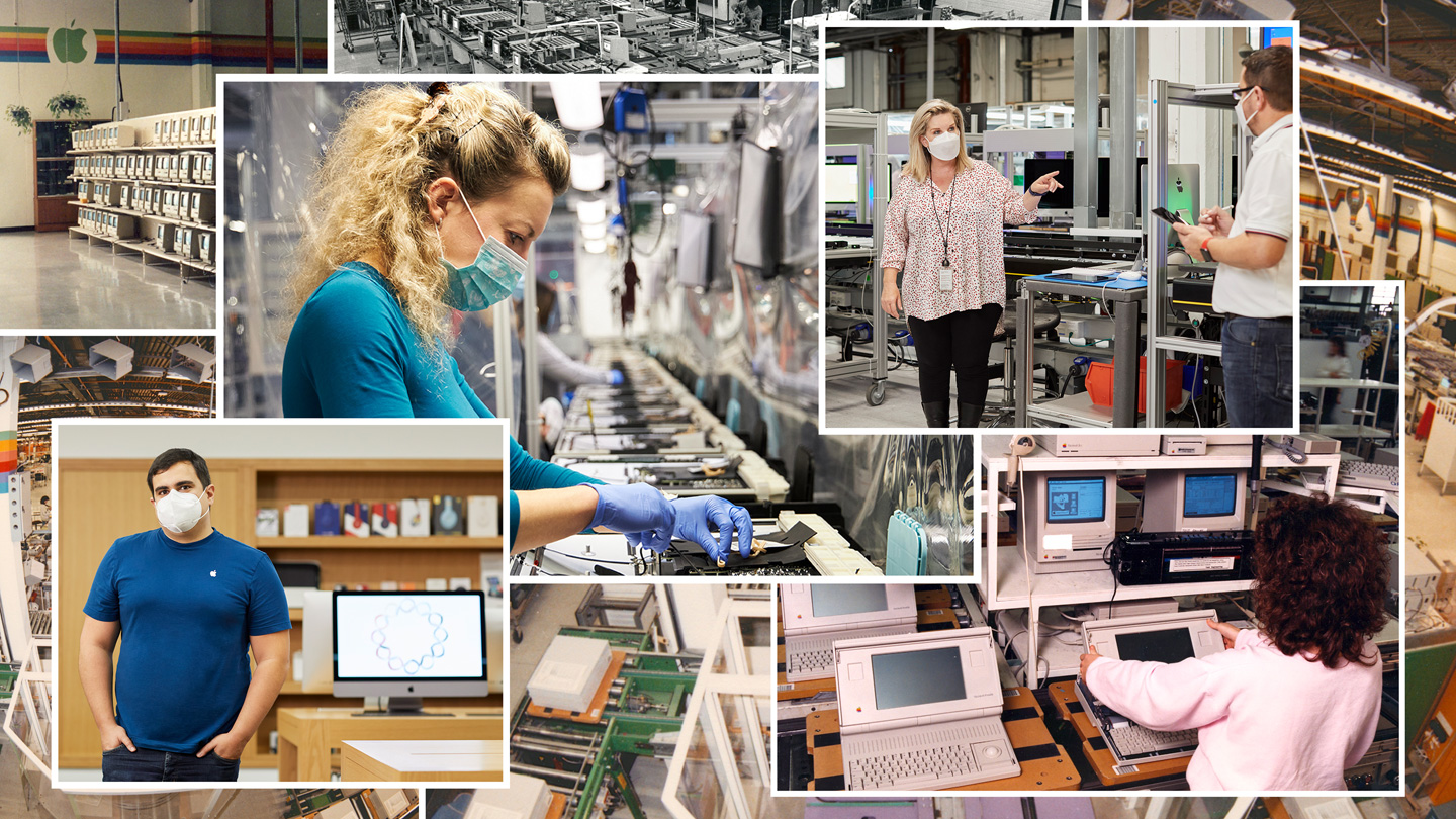 Collage of Apple employees working at Apple’s Cork, Ireland, campus throughout the past 40 years.