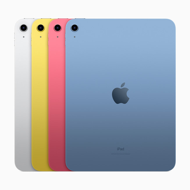 Gümüş, sarı, pembe ve mavi iPad (10. nesil) gösteriliyor.