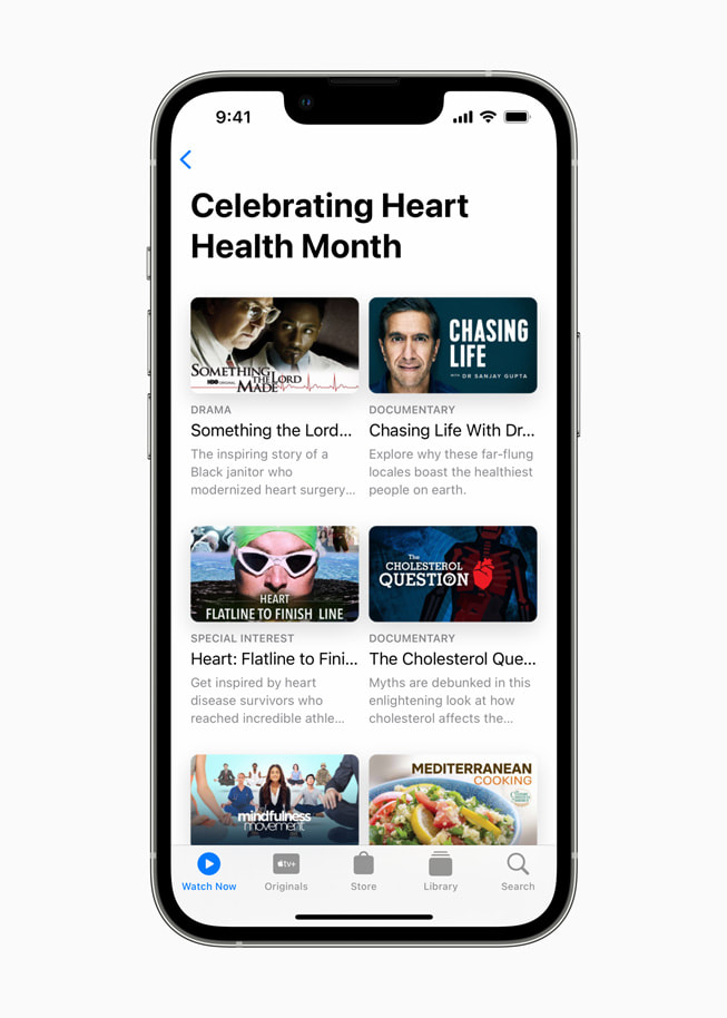 Apple TV’de Kalp Sağlığı Ayı için derlenmiş bir podcast seçkisi gösteriliyor.