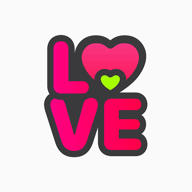 Kalp Sağlığı Haftası Aktivite Yarışması’nın bir parçası olarak animasyonlu bir "LOVE" çıkartması gösteriliyor.