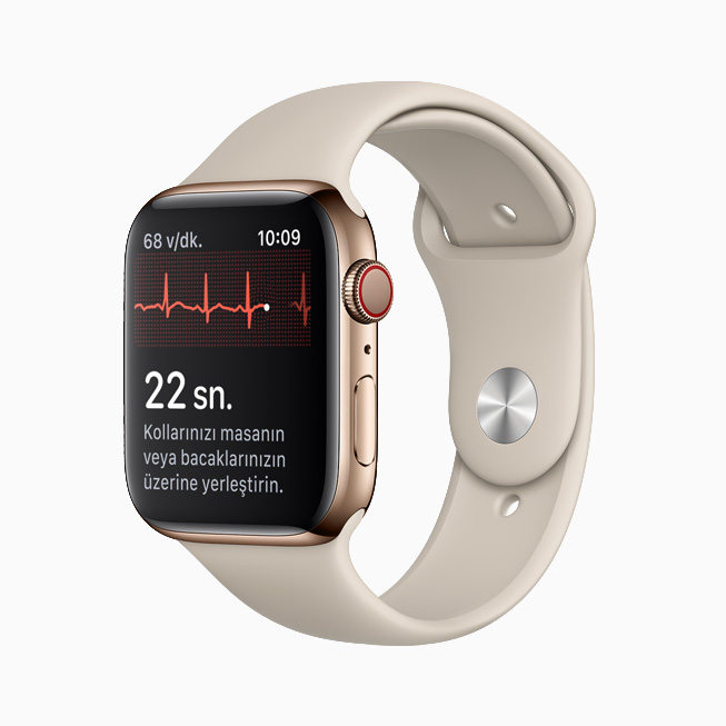 Apple Watch’taki EKG uygulaması arayüzü.