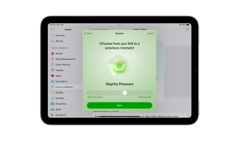 Apple Vision Pro wearer using the Mindfulness app