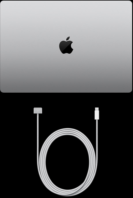 16‑calowy MacBook Pro, przewód z USB‑C na MagSafe 3 i zasilacz USB‑C o mocy 140 W