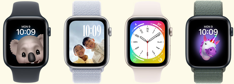 Apple Watch models with fun and funny faces on them.